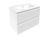 LEON 2.0 комплект мебели 80см белый: тумба подвесная, 2 ящика + умывальник мебельный арт 13-01-042D