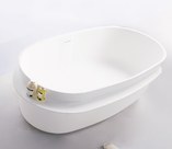 Ванна 163*75*53см отдельностоящая каменная Solid surface, с полочкой