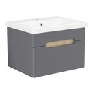 PUERTA комплект мебели 60см серый: тумба подвесная, 1 ящик + умывальник накладной арт 13-16-016