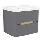 PUERTA комплект мебели 60см серый: тумба подвесная, 2 ящика + умывальник накладной арт 13-16-016